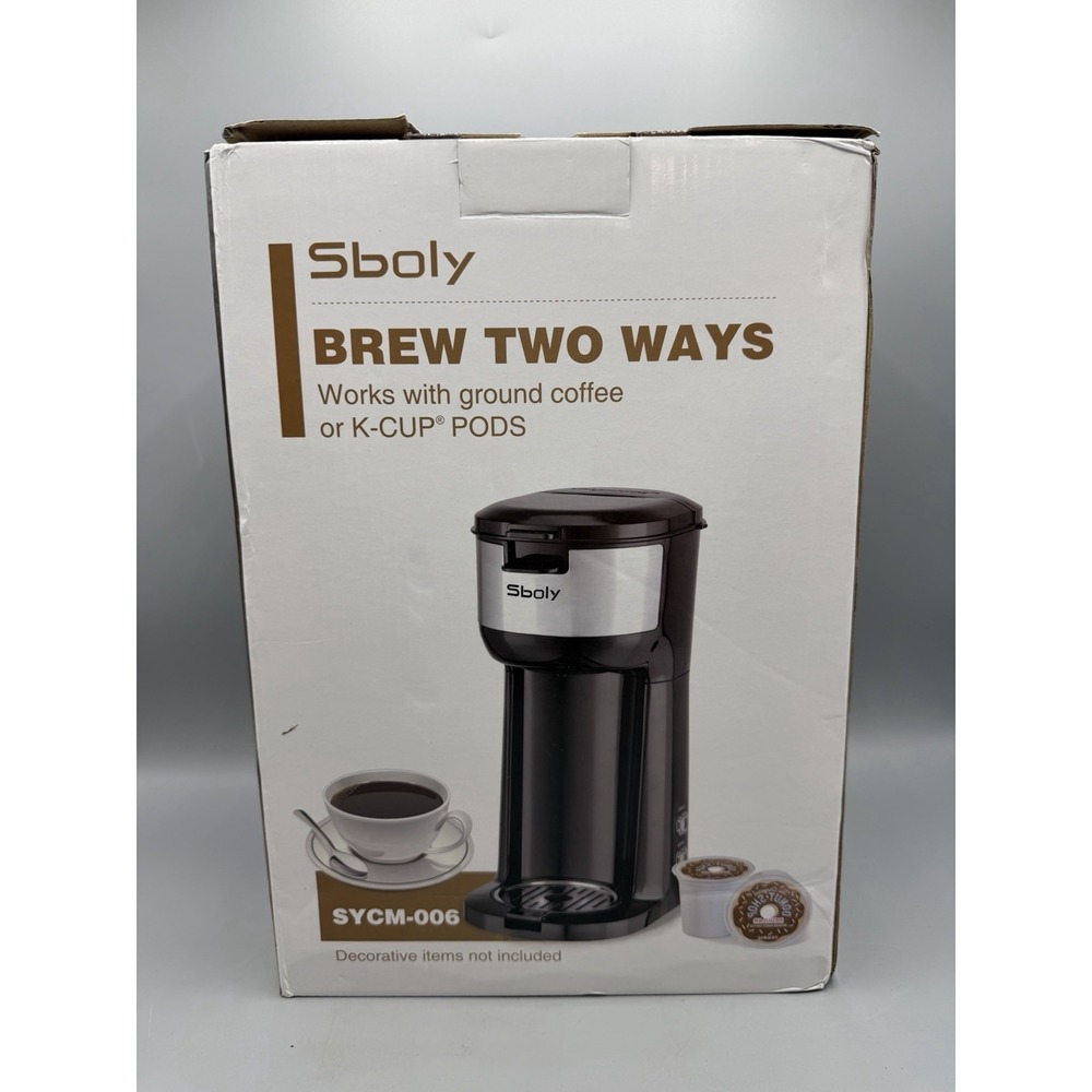 Sboly Brew Two Ways SYCM-006 Single Serve K Cup Coffee Maker Black Stainless